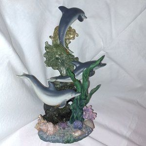 Sankyo Dolphin Music Box three tier dolphin on waves